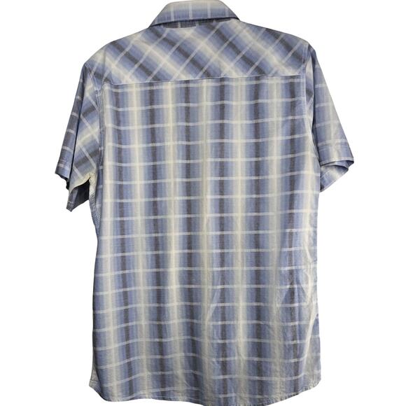 SWC Sunday Work Clothes Blue Plaid Short Sleeve Button-Up Shirt Size Large - Picture 4 of 5